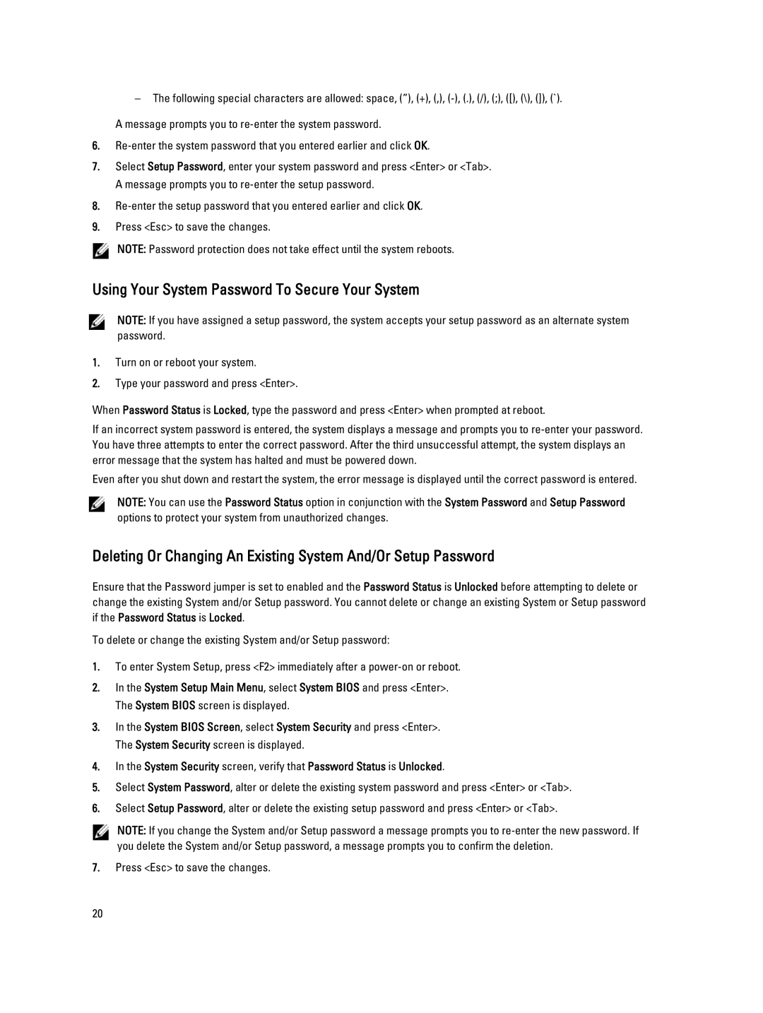 Dell QHB owner manual Using Your System Password To Secure Your System 