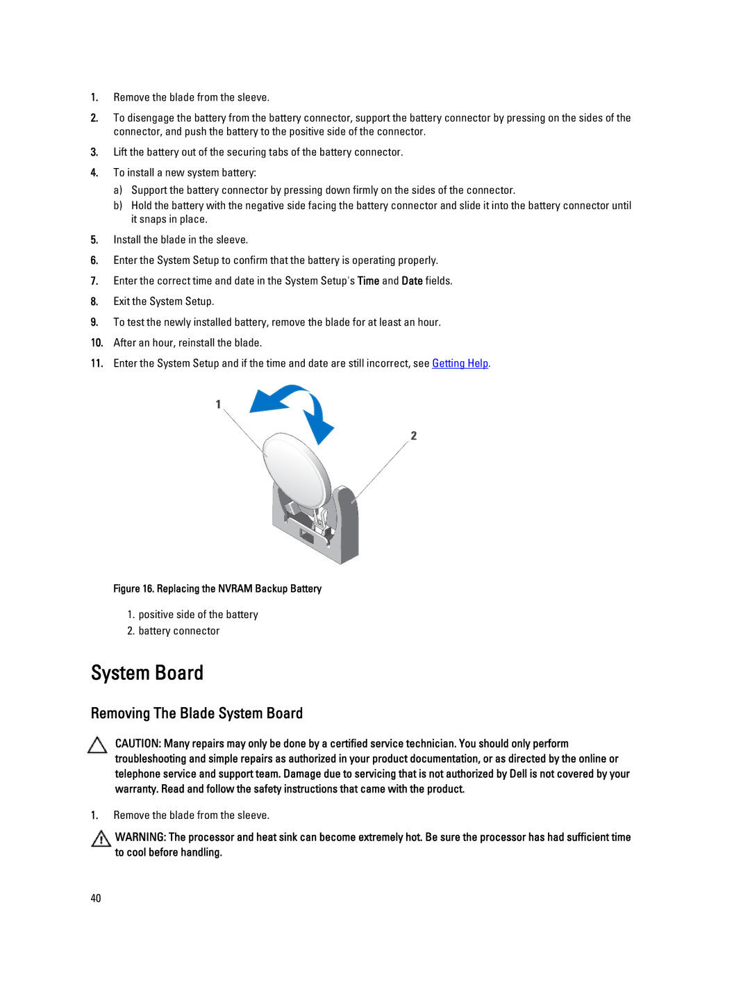 Dell QHB owner manual Removing The Blade System Board 