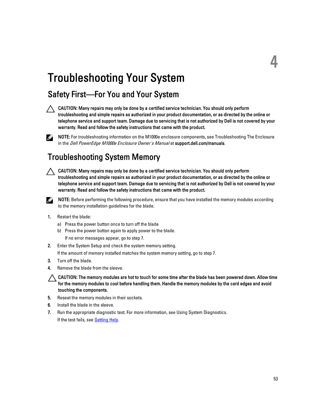 Dell QHB owner manual Troubleshooting Your System 