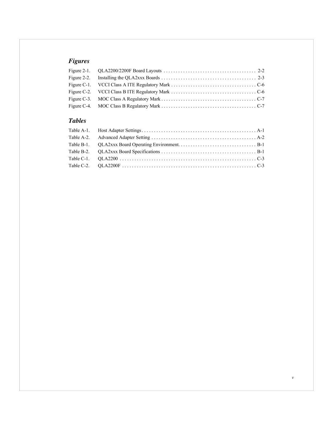 Dell 2200F, QLA2200 manual Figures, Tables 