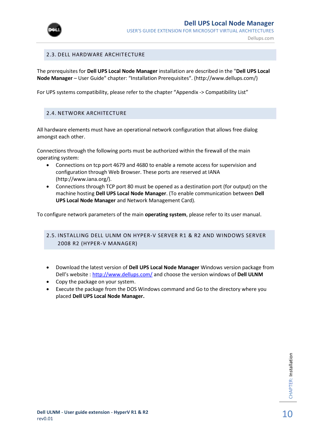 Dell R2 REV0.01, HYPERV R1 manual Dell Hardware Architecture 