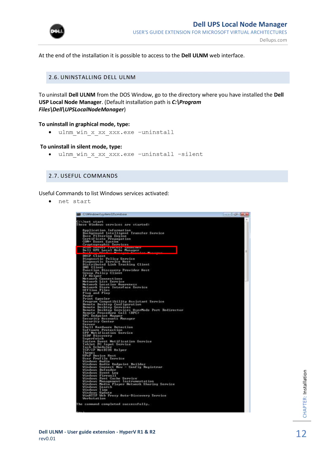 Dell R2 REV0.01, HYPERV R1 manual To uninstall in graphical mode, type, To uninstall in silent mode, type 