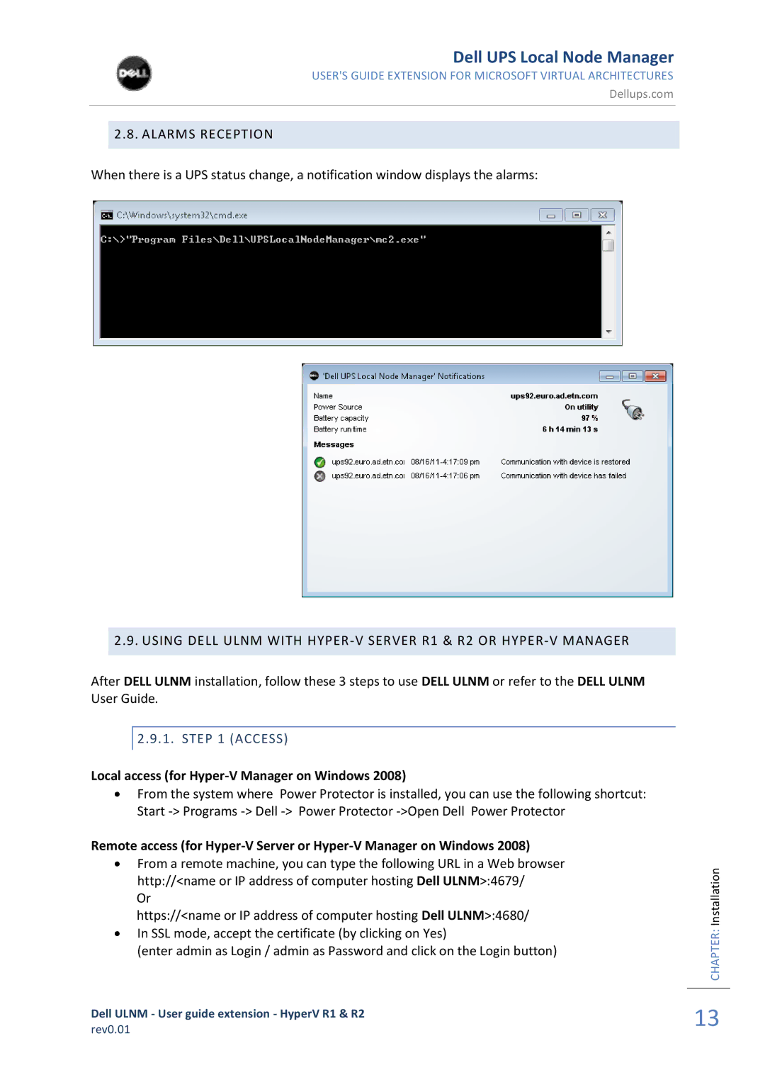 Dell HYPERV R1, R2 REV0.01 manual Local access for Hyper-V Manager on Windows 