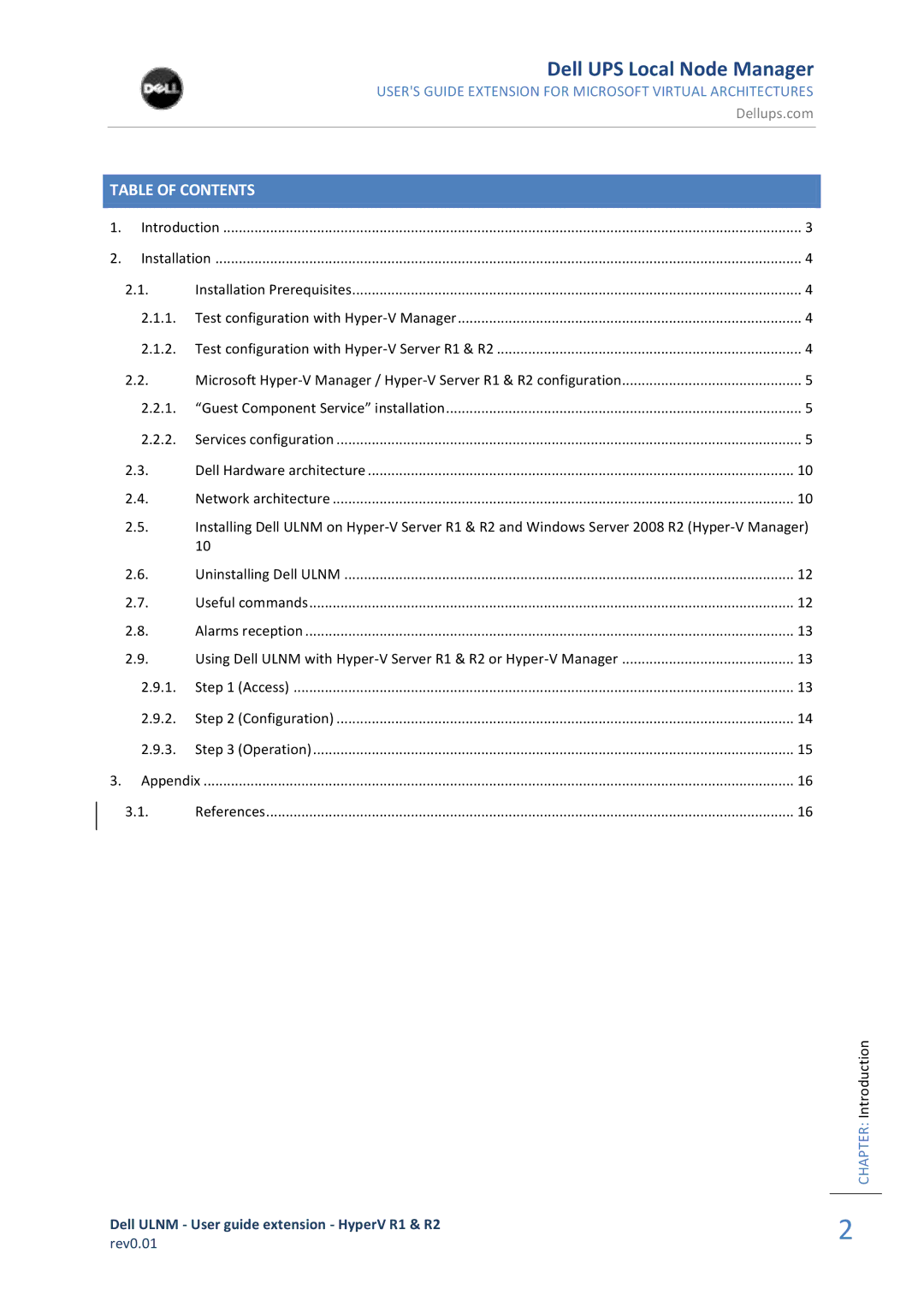 Dell R2 REV0.01, HYPERV R1 manual Table of Contents 