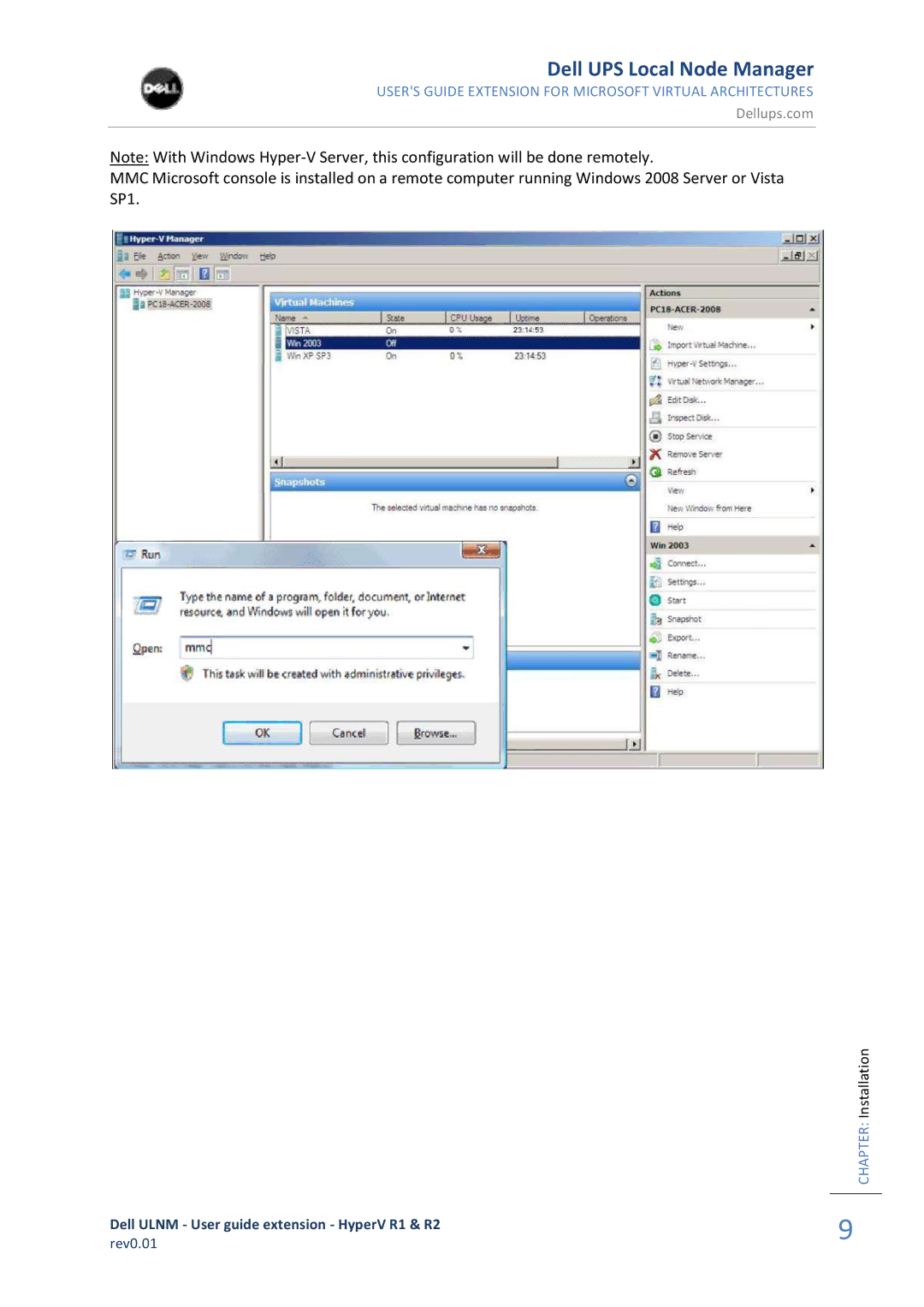 Dell HYPERV R1, R2 REV0.01 manual Dell UPS Local Node Manager 