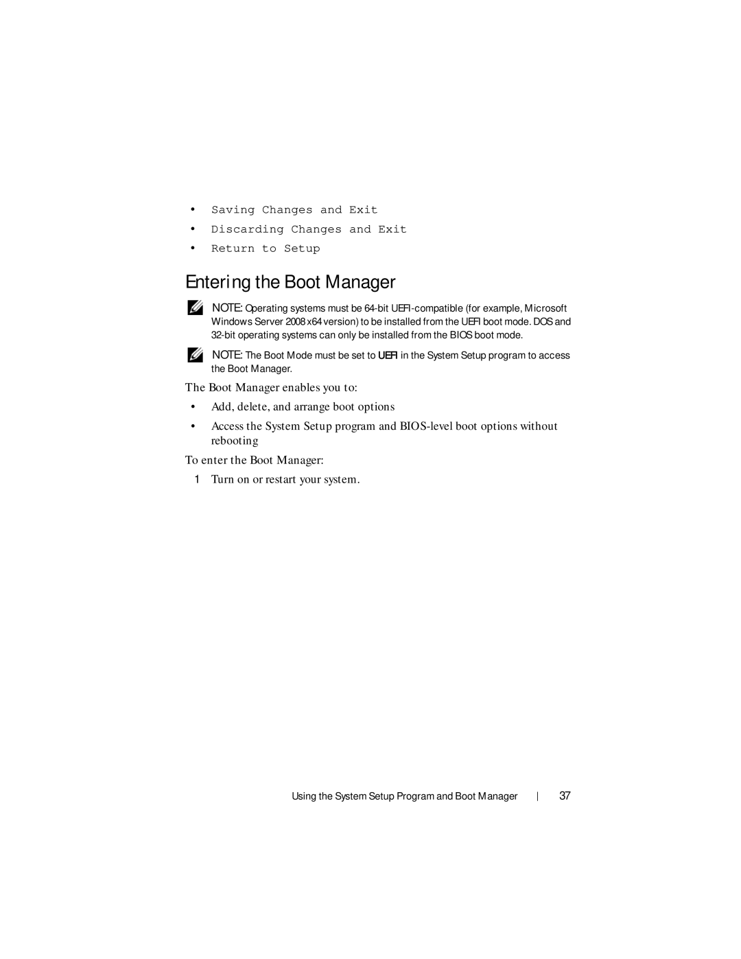 Dell R210 II owner manual Entering the Boot Manager 