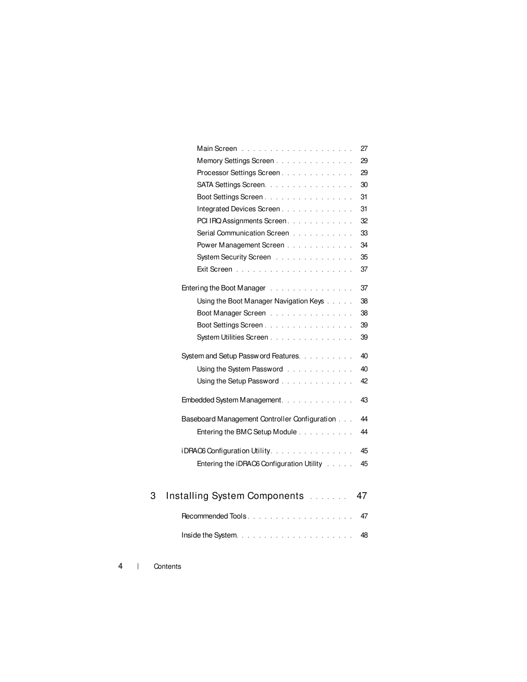 Dell R210 II owner manual Using the Boot Manager Navigation Keys, Embedded System Management 