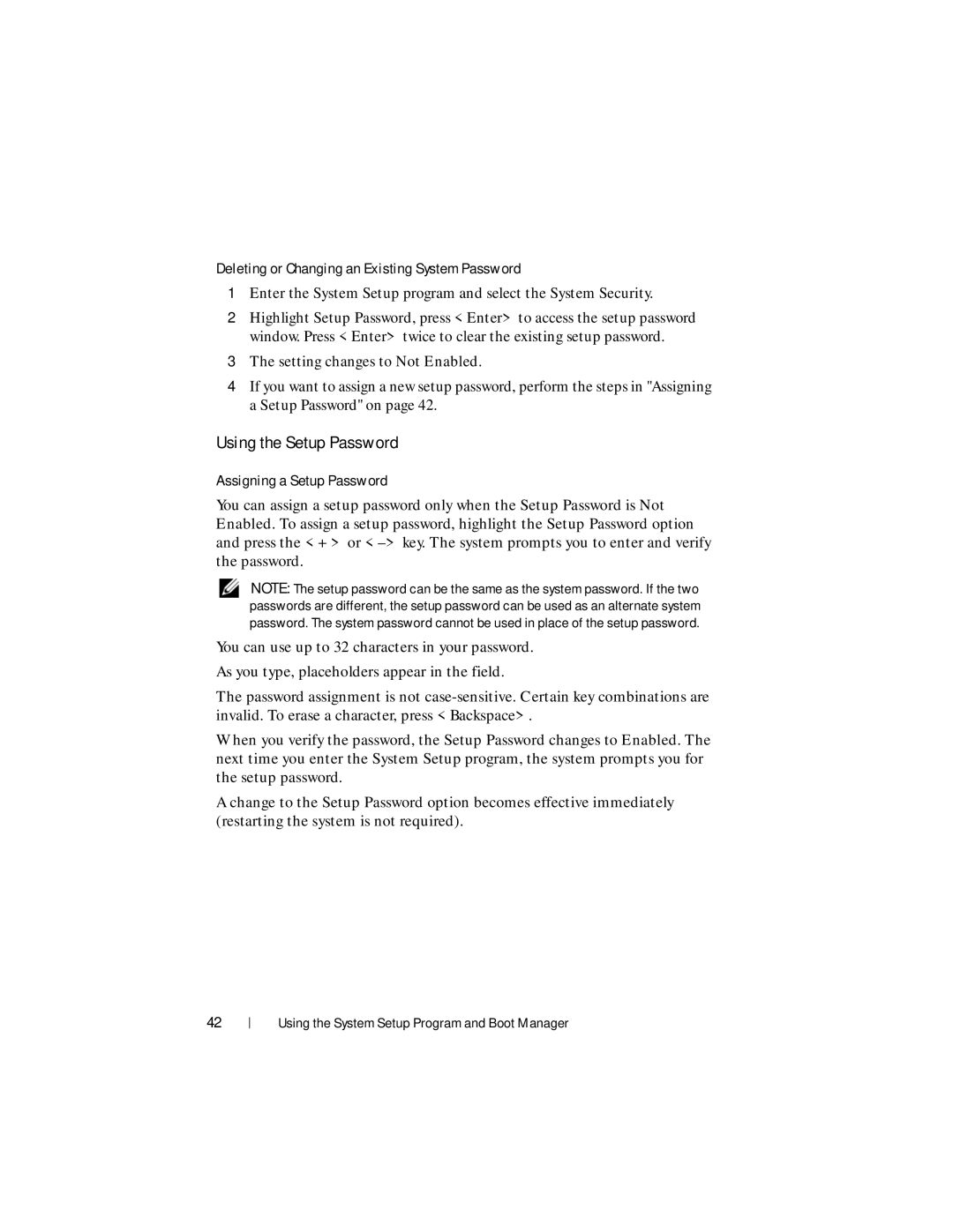 Dell R210 II Using the Setup Password, Deleting or Changing an Existing System Password, Assigning a Setup Password 