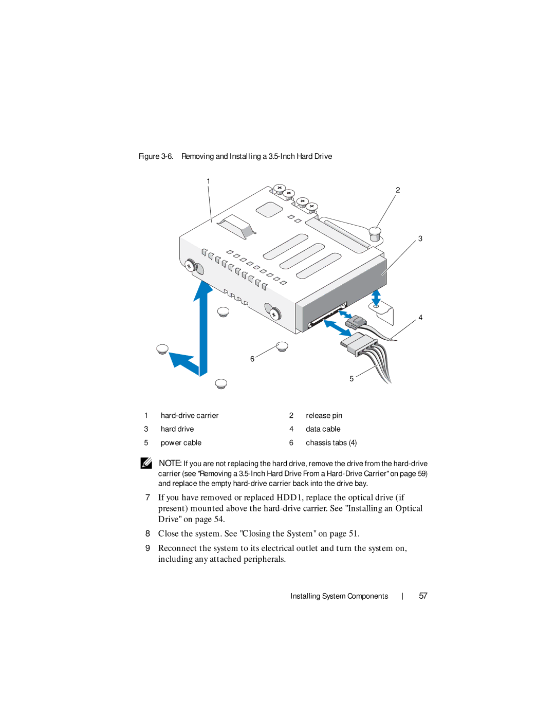 Dell R210 II owner manual Removing and Installing a 3.5-Inch Hard Drive 