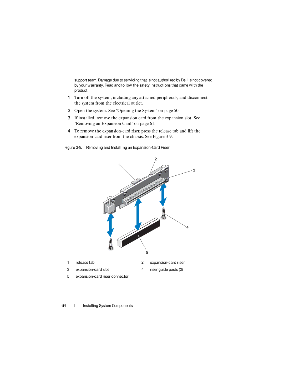 Dell R210 II owner manual Removing and Installing an Expansion-Card Riser 