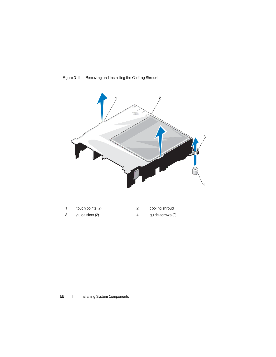 Dell R210 II owner manual Removing and Installing the Cooling Shroud 