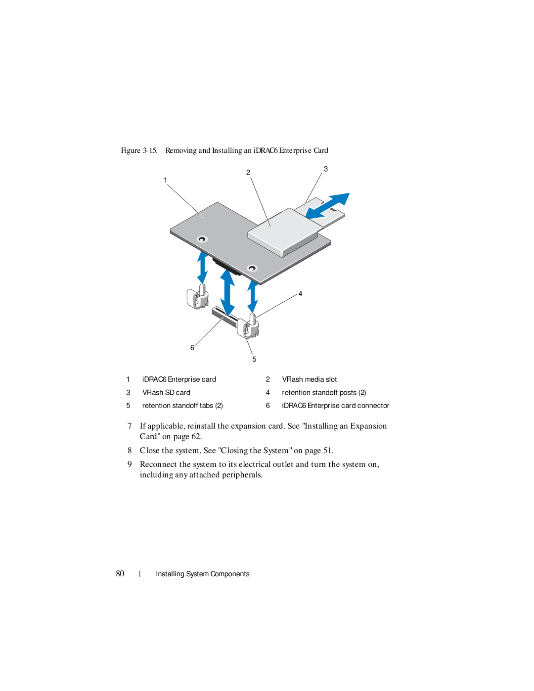 Dell R210 II owner manual Removing and Installing an iDRAC6 Enterprise Card 