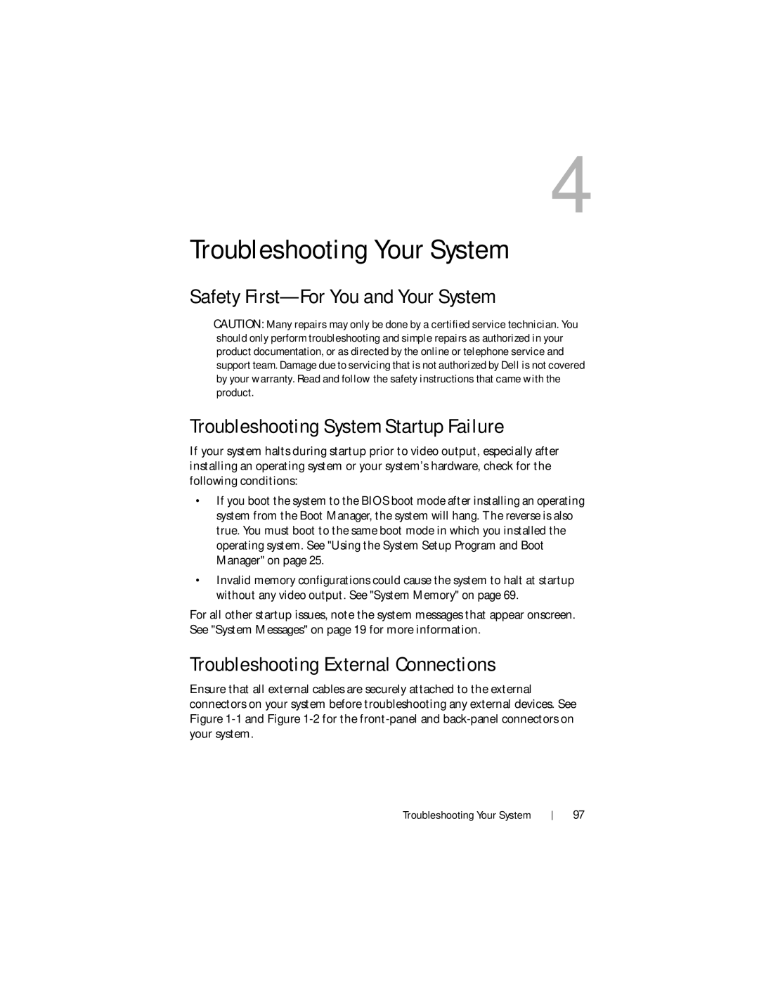 Dell R210 II owner manual Troubleshooting Your System, Troubleshooting External Connections 