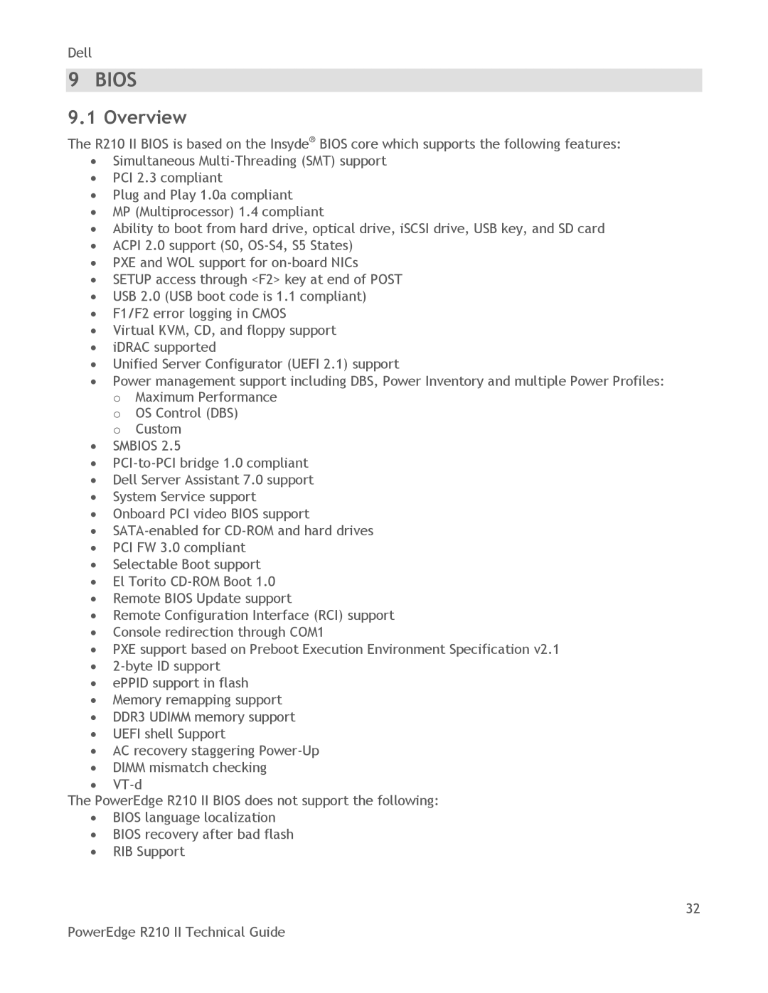 Dell R210 II manual Bios 