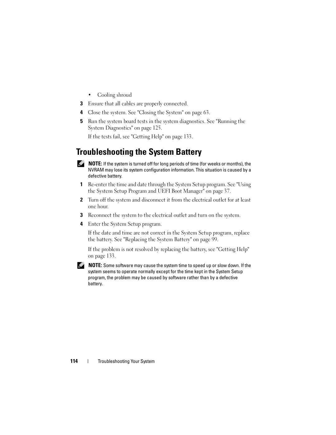 Dell R210 owner manual Troubleshooting the System Battery 