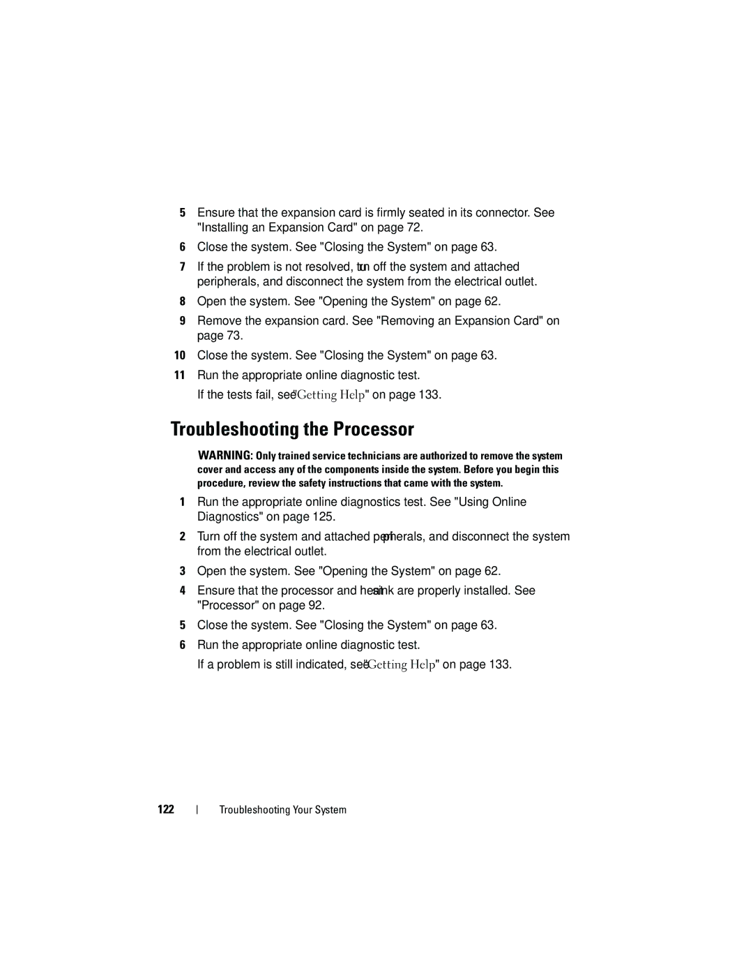 Dell R210 owner manual Troubleshooting the Processor 