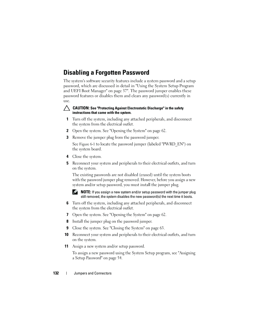 Dell R210 owner manual Disabling a Forgotten Password 