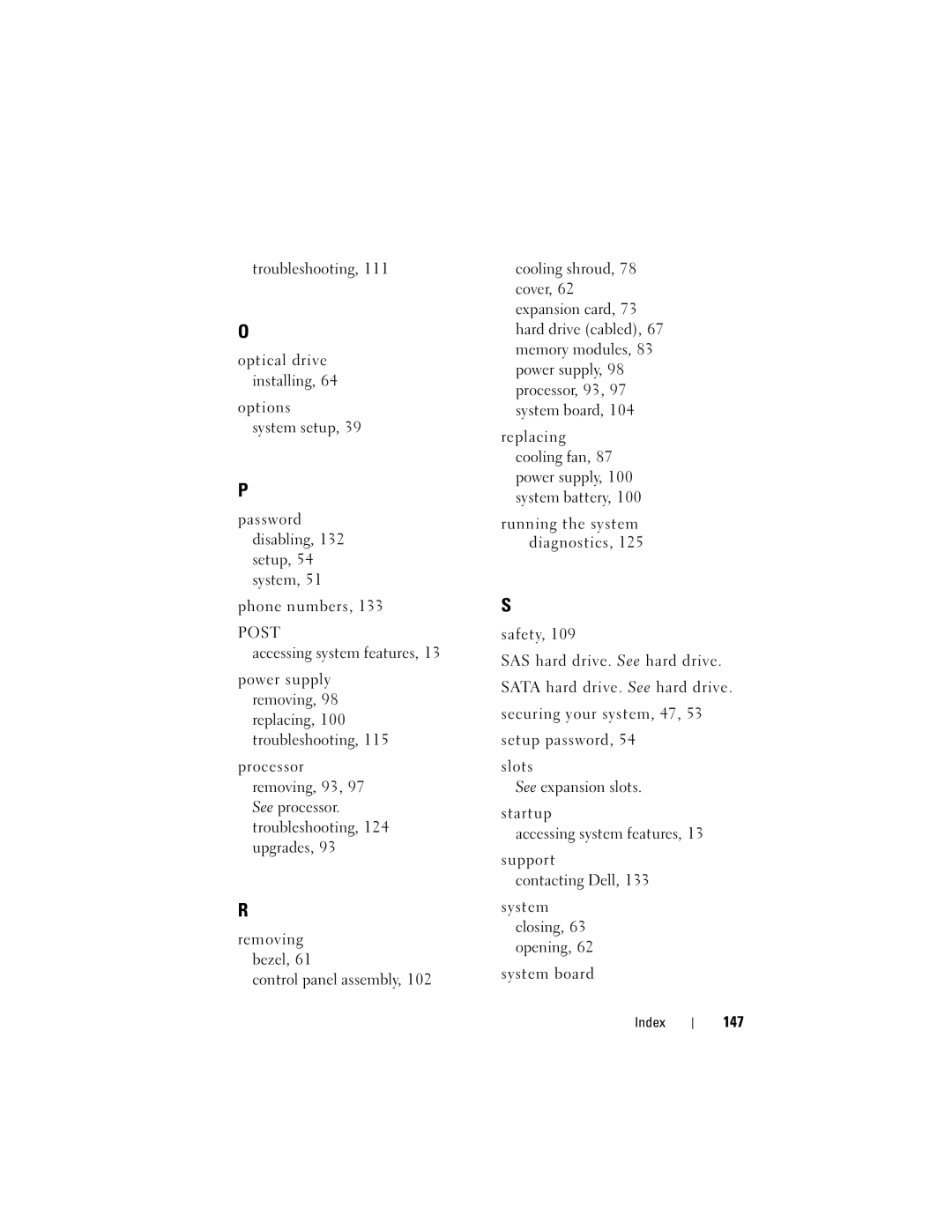 Dell R210 owner manual Post, 147 