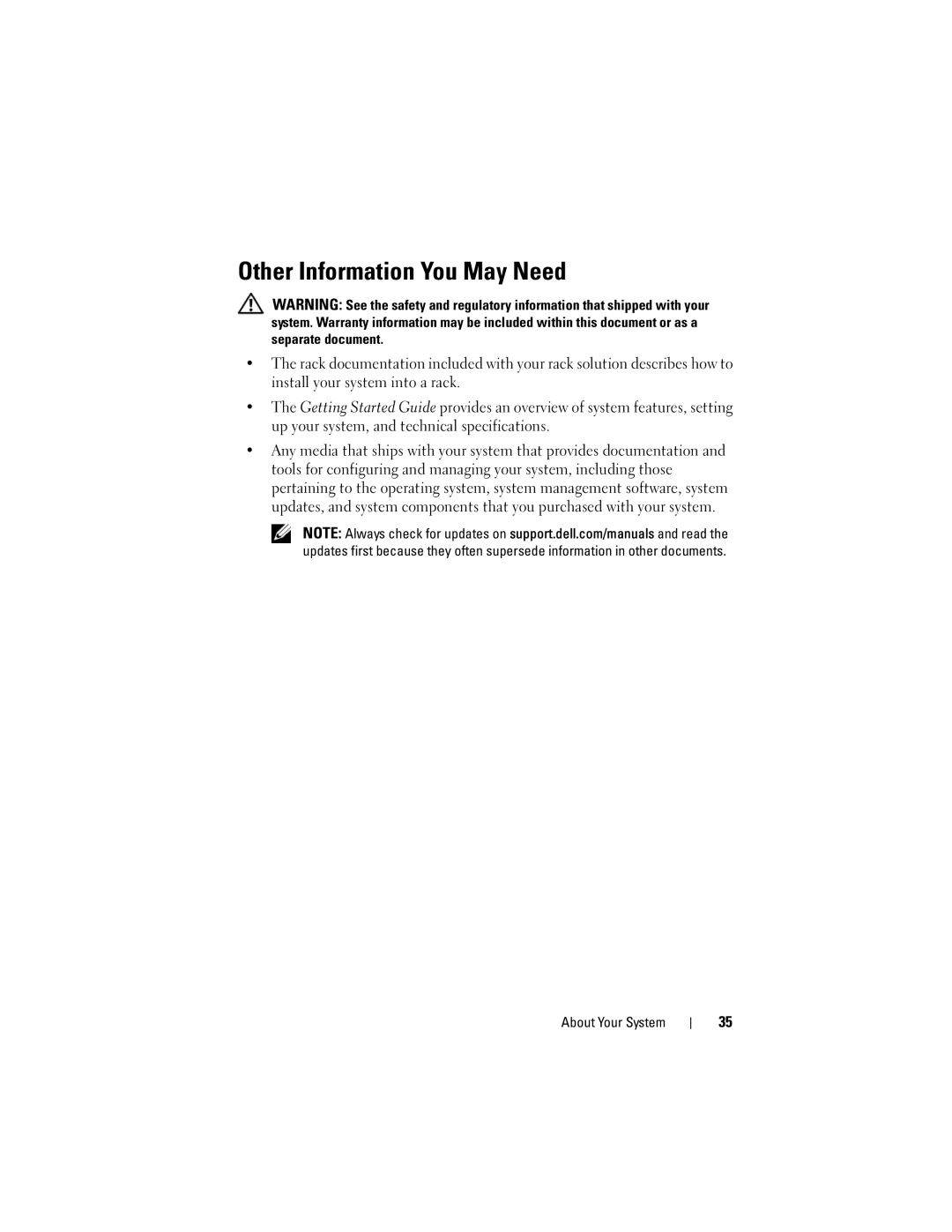 Dell R210 owner manual Other Information You May Need 