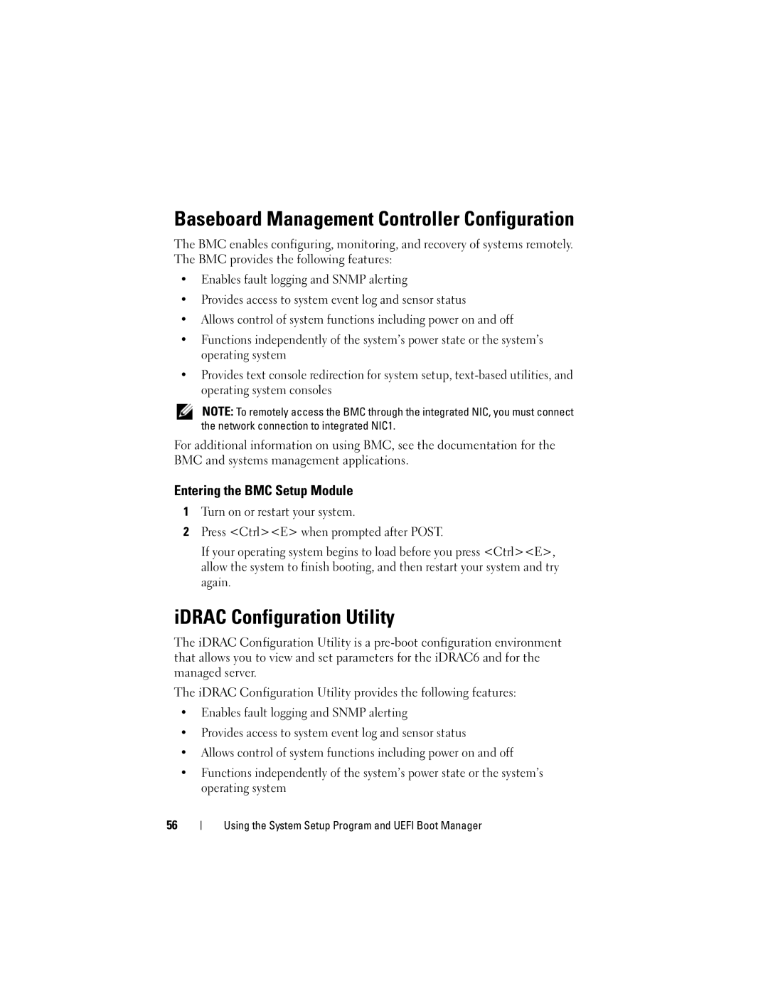 Dell R210 Baseboard Management Controller Configuration, IDRAC Configuration Utility, Entering the BMC Setup Module 