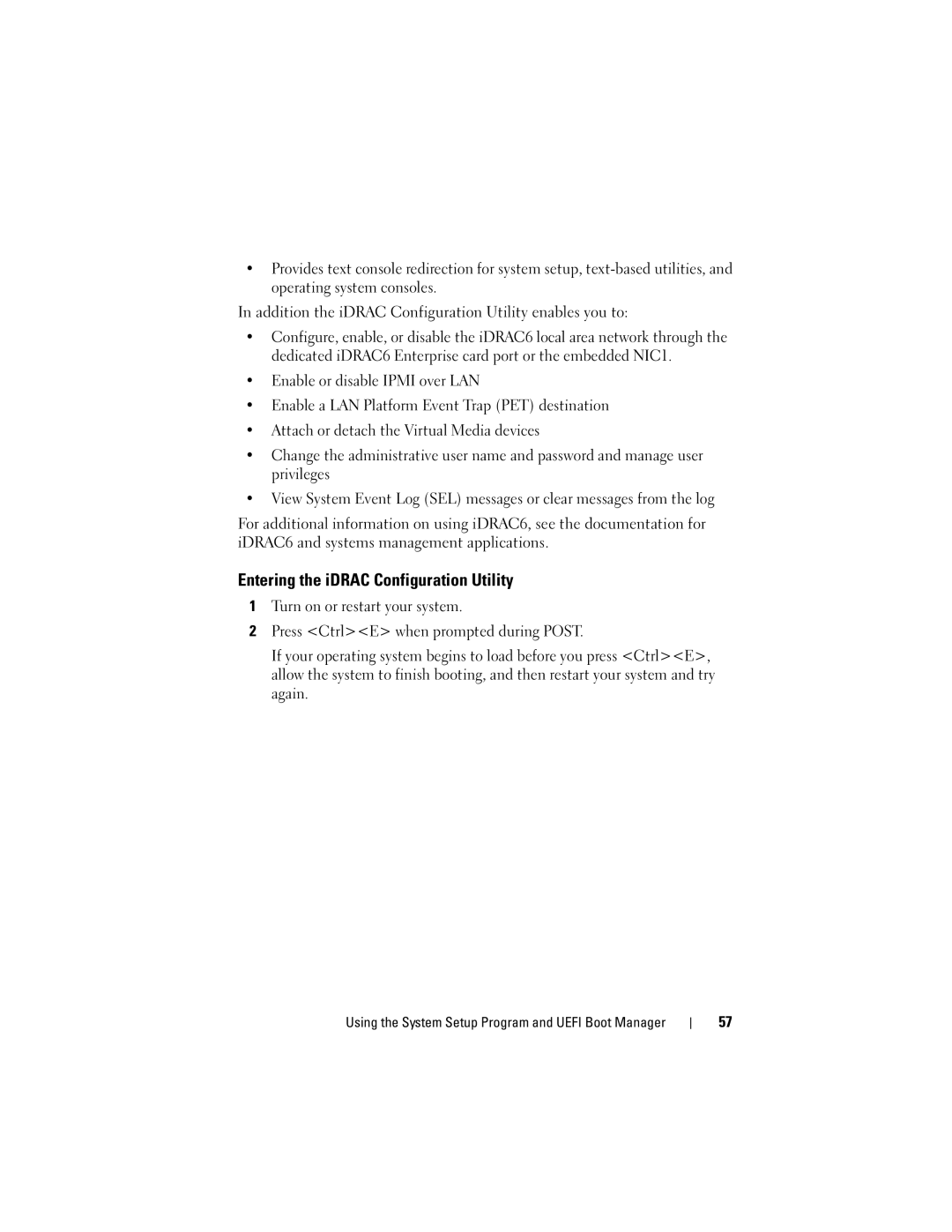 Dell R210 owner manual Entering the iDRAC Configuration Utility 