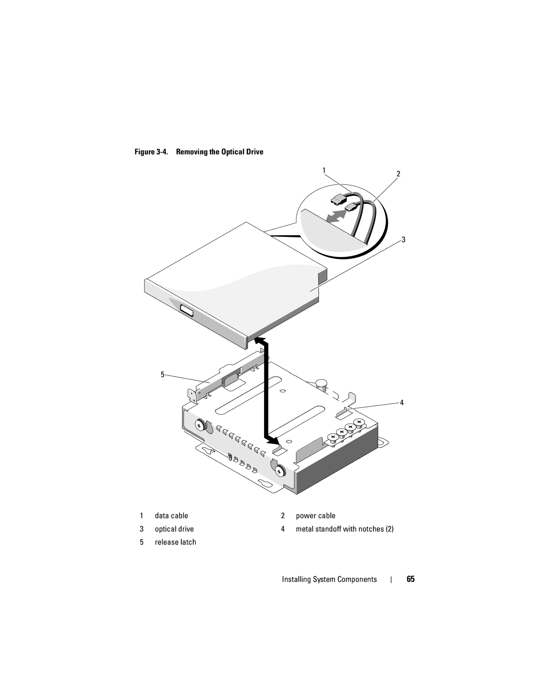 Dell R210 owner manual Release latch Installing System Components 