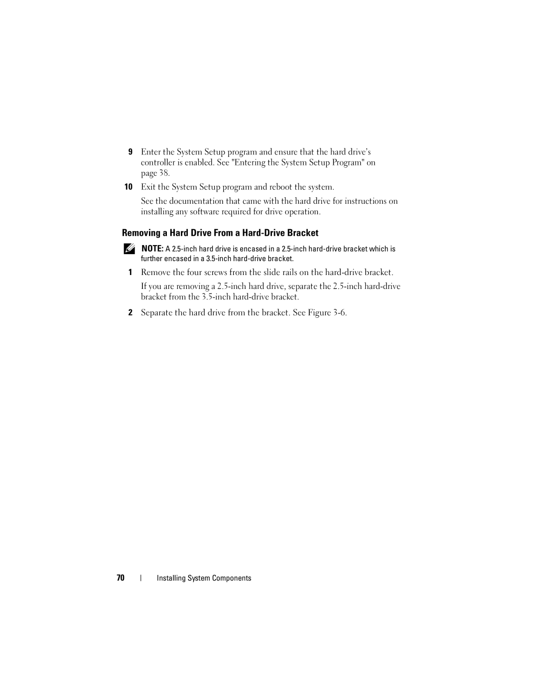 Dell R210 owner manual Removing a Hard Drive From a Hard-Drive Bracket 