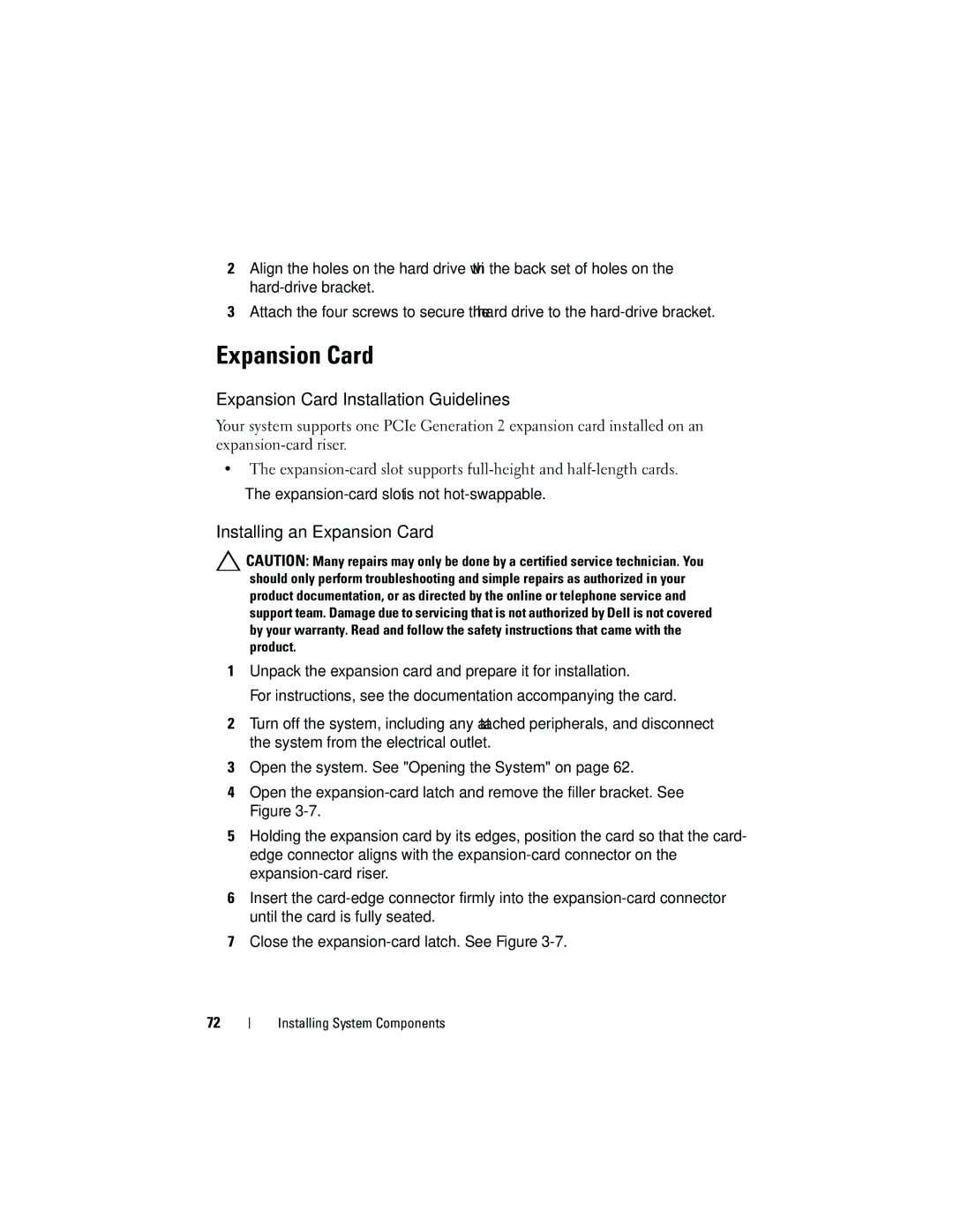 Dell R210 owner manual Expansion Card Installation Guidelines, Installing an Expansion Card 