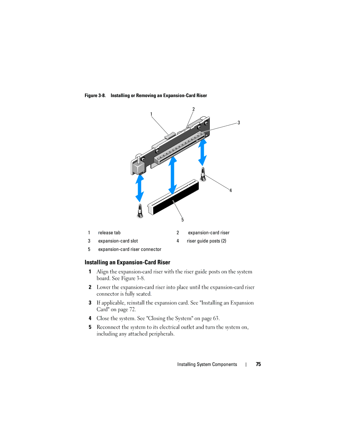 Dell R210 owner manual Installing an Expansion-Card Riser 