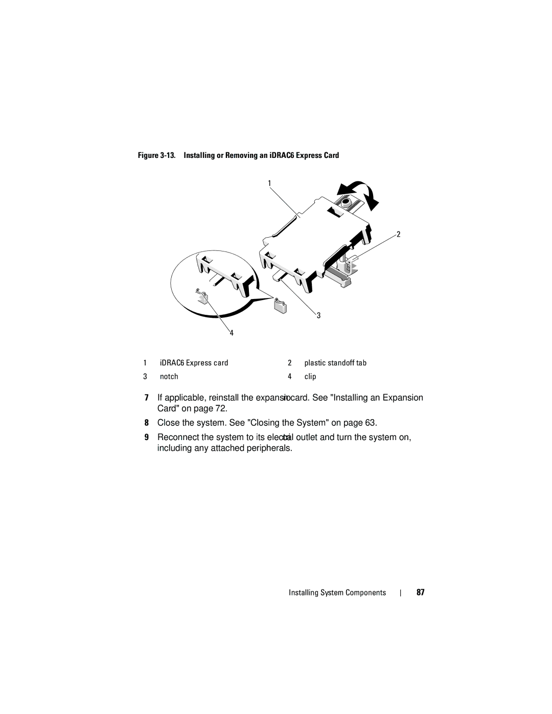 Dell R210 owner manual Installing or Removing an iDRAC6 Express Card 