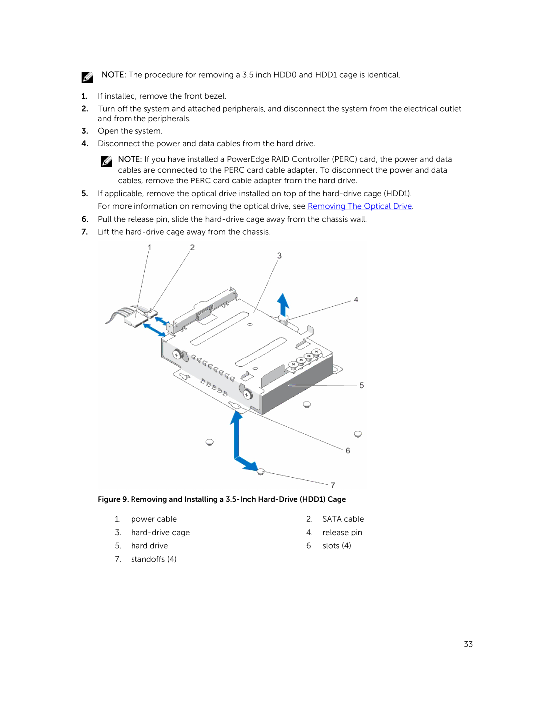 Dell R220 owner manual Hard-drive cage 