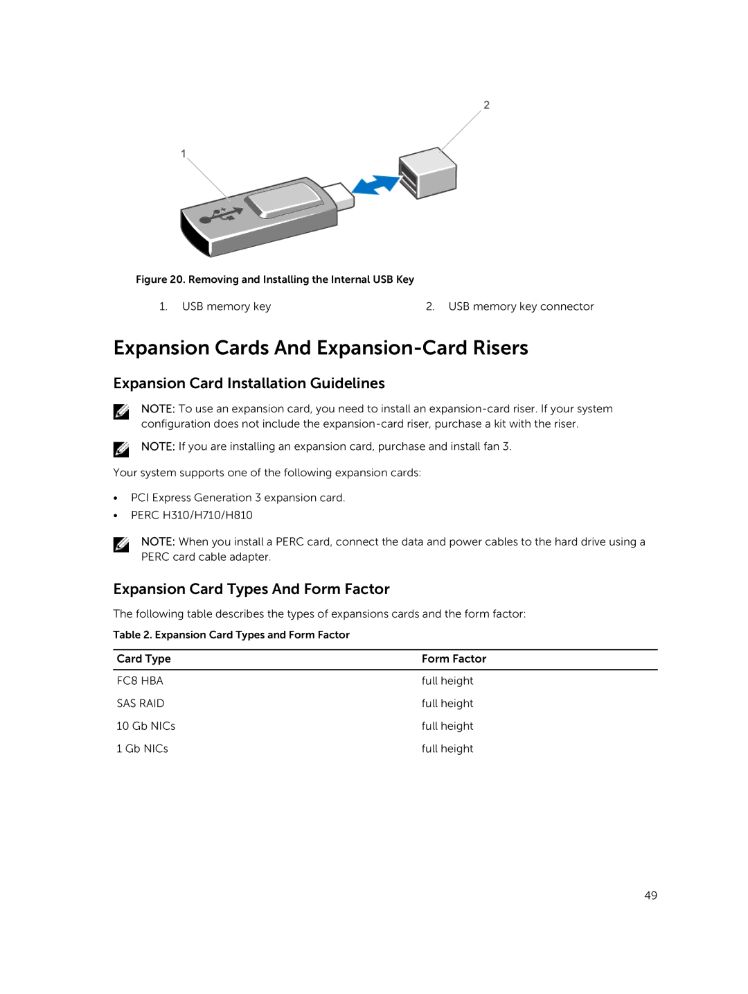 Dell R220 owner manual Expansion Cards And Expansion-Card Risers, Expansion Card Installation Guidelines 