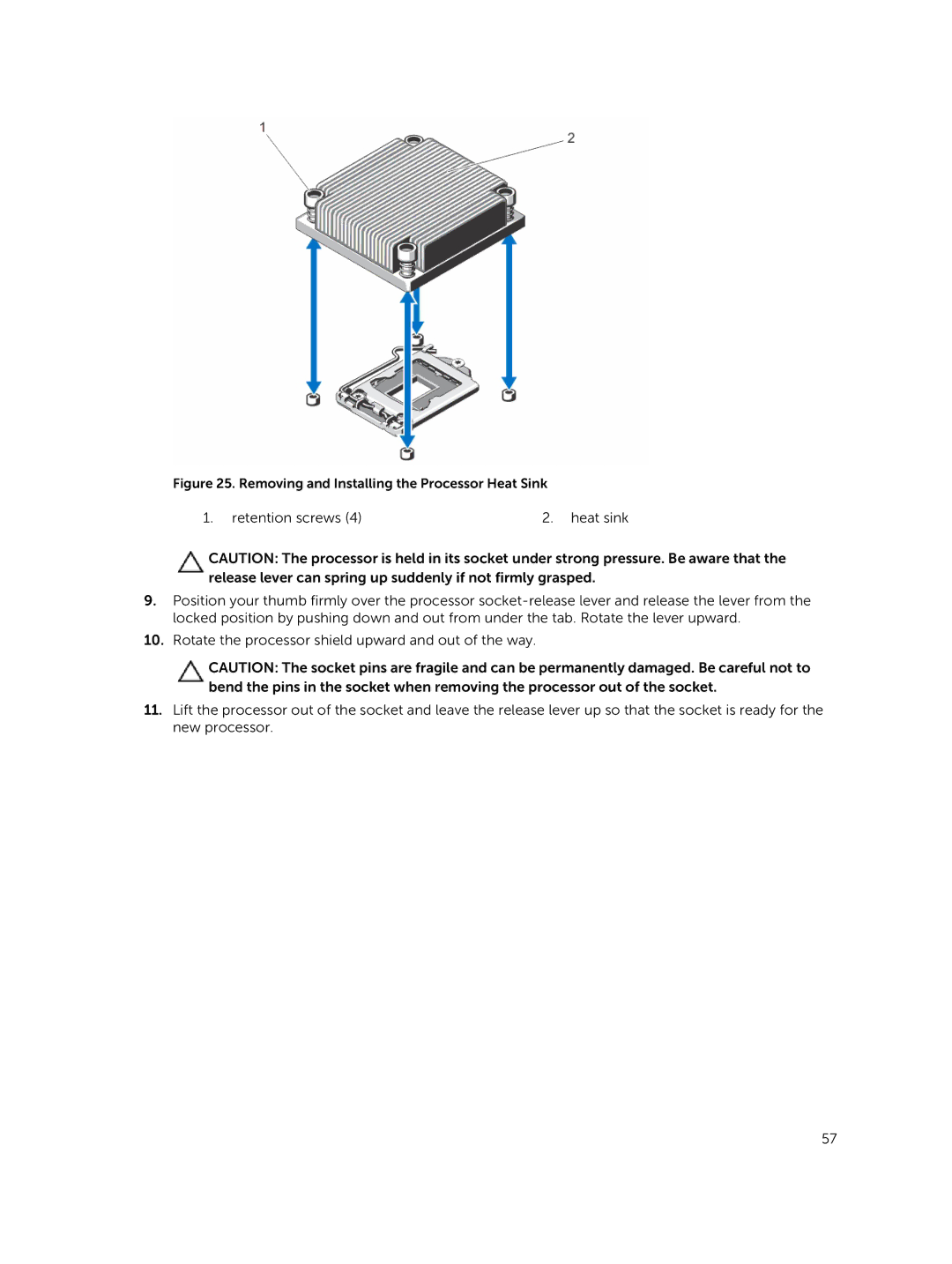 Dell R220 owner manual Removing and Installing the Processor Heat Sink 