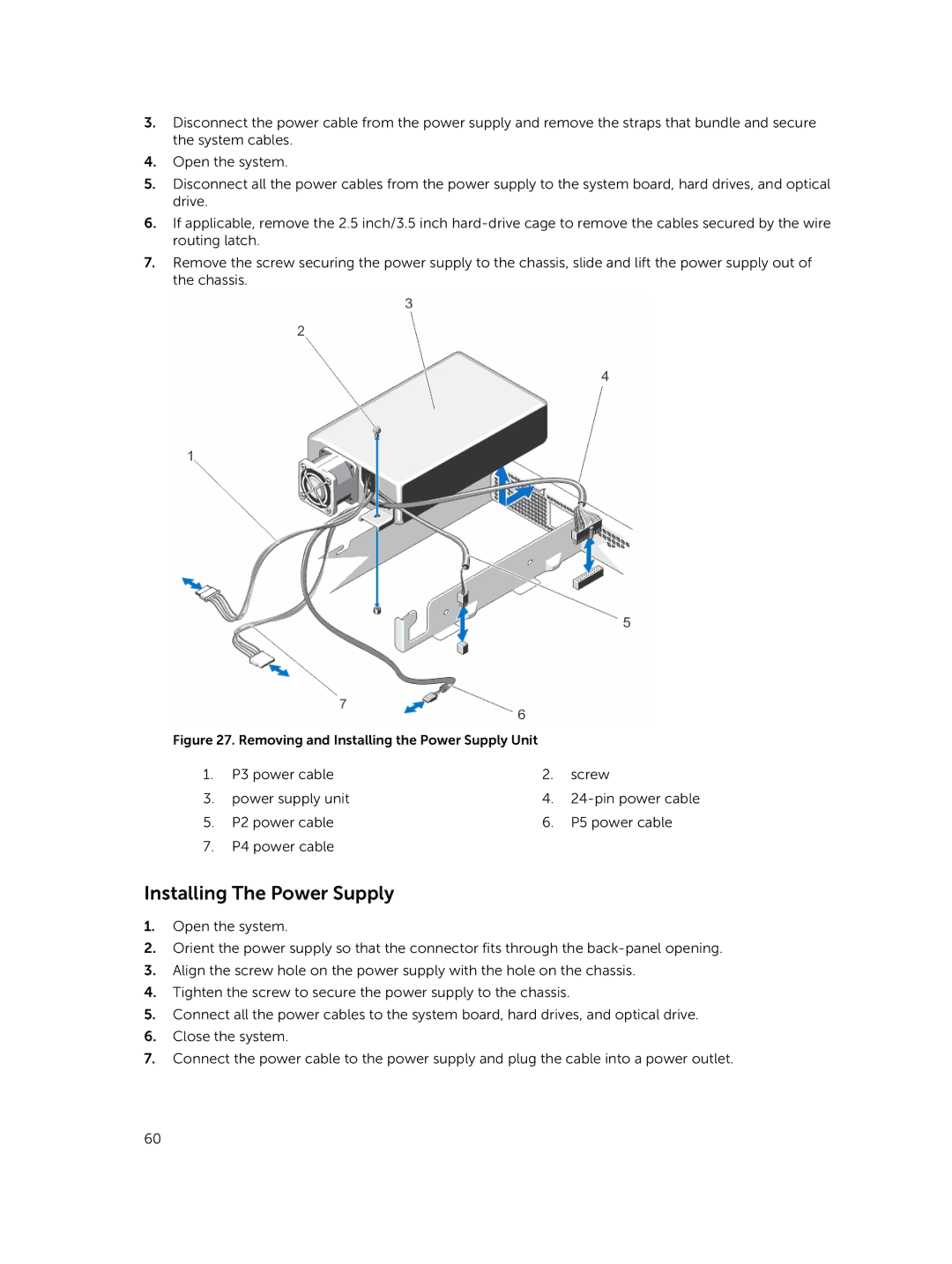 Dell R220 owner manual Installing The Power Supply, Removing and Installing the Power Supply Unit 