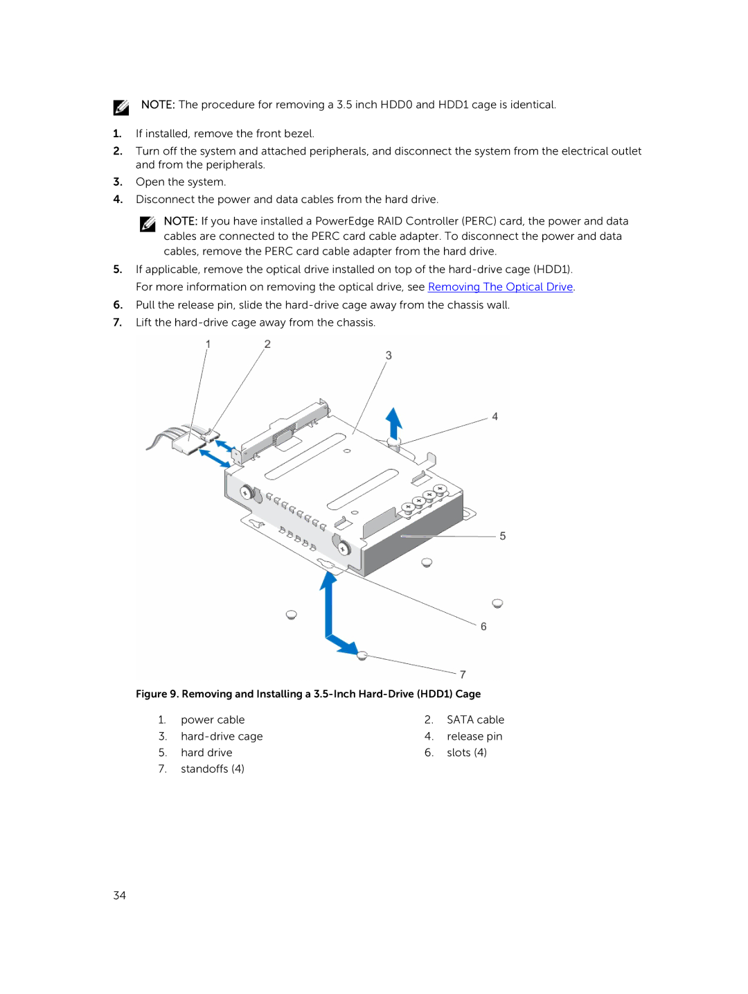 Dell R220 owner manual Hard-drive cage 