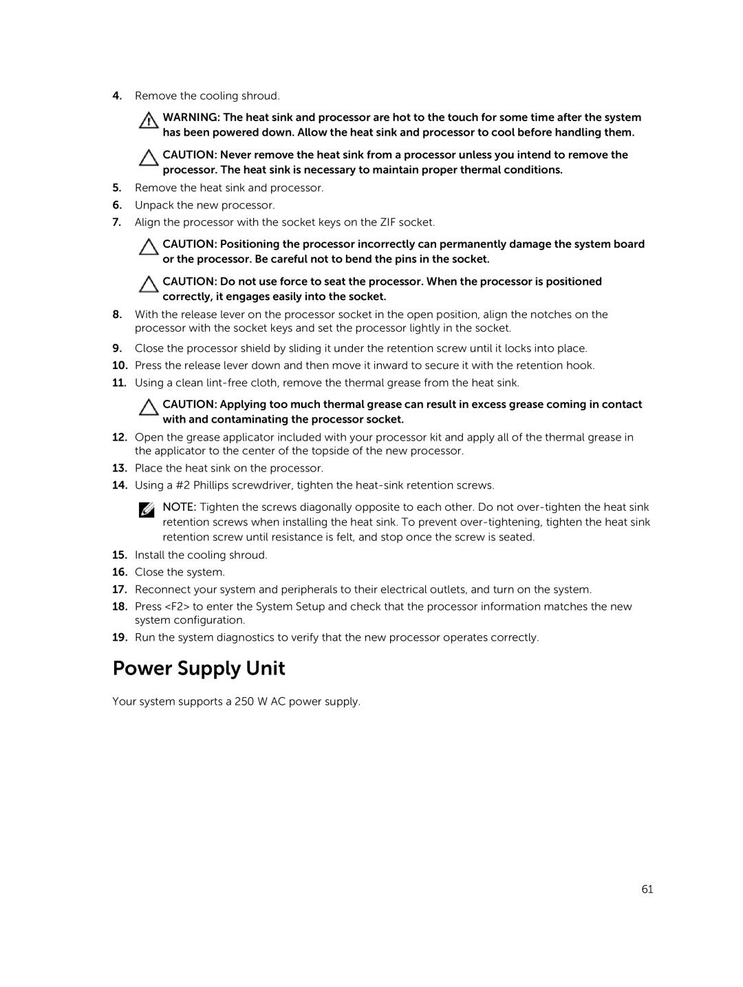 Dell R220 owner manual Power Supply Unit 