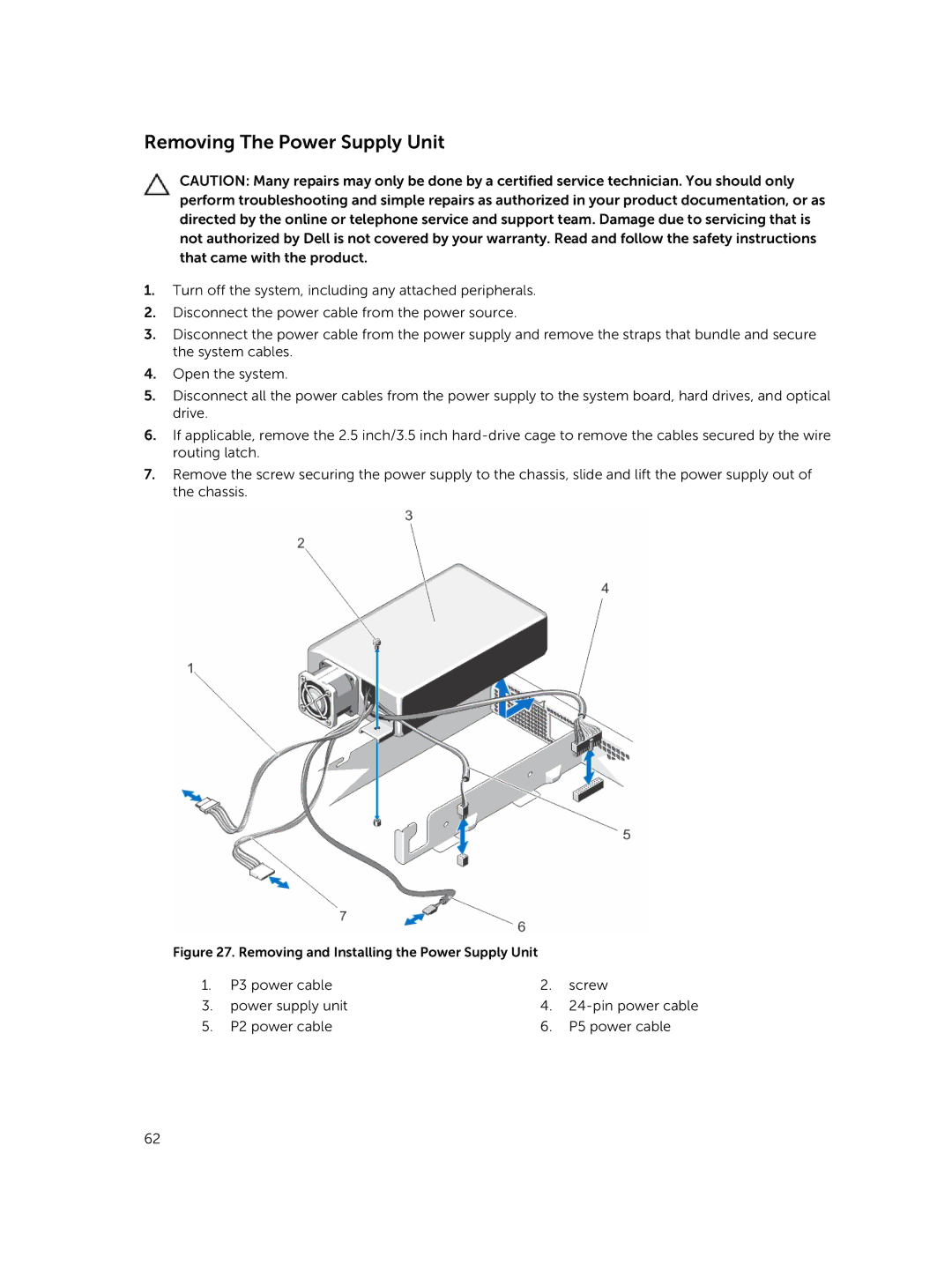 Dell R220 owner manual Removing The Power Supply Unit, Removing and Installing the Power Supply Unit 