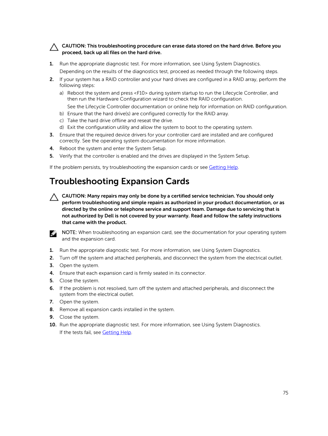 Dell R220 owner manual Troubleshooting Expansion Cards 