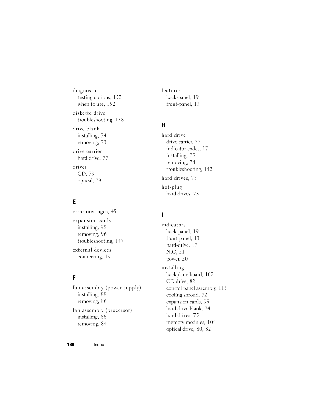 Dell R300 owner manual Index 