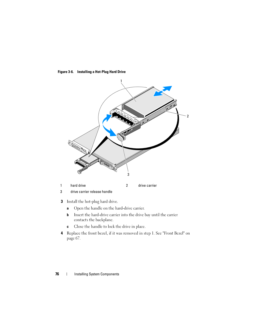 Dell R300 owner manual Installing a Hot-Plug Hard Drive Hard drive, Drive carrier release handle 