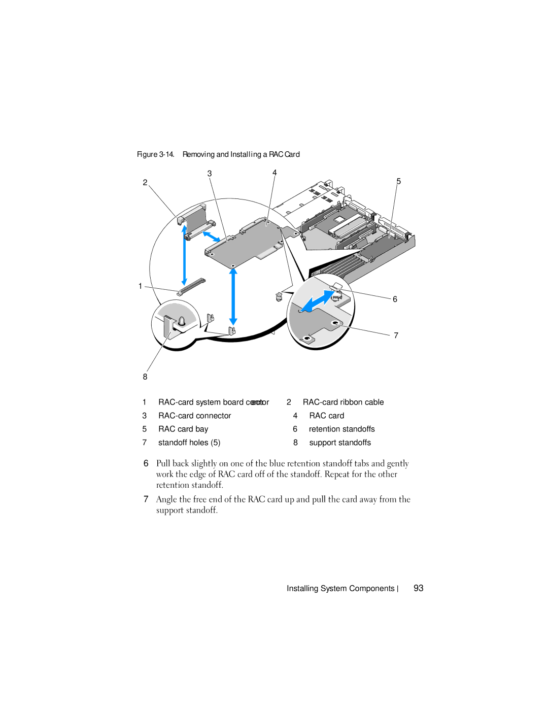 Dell R300 owner manual Removing and Installing a RAC Card, RAC-card ribbon cable 