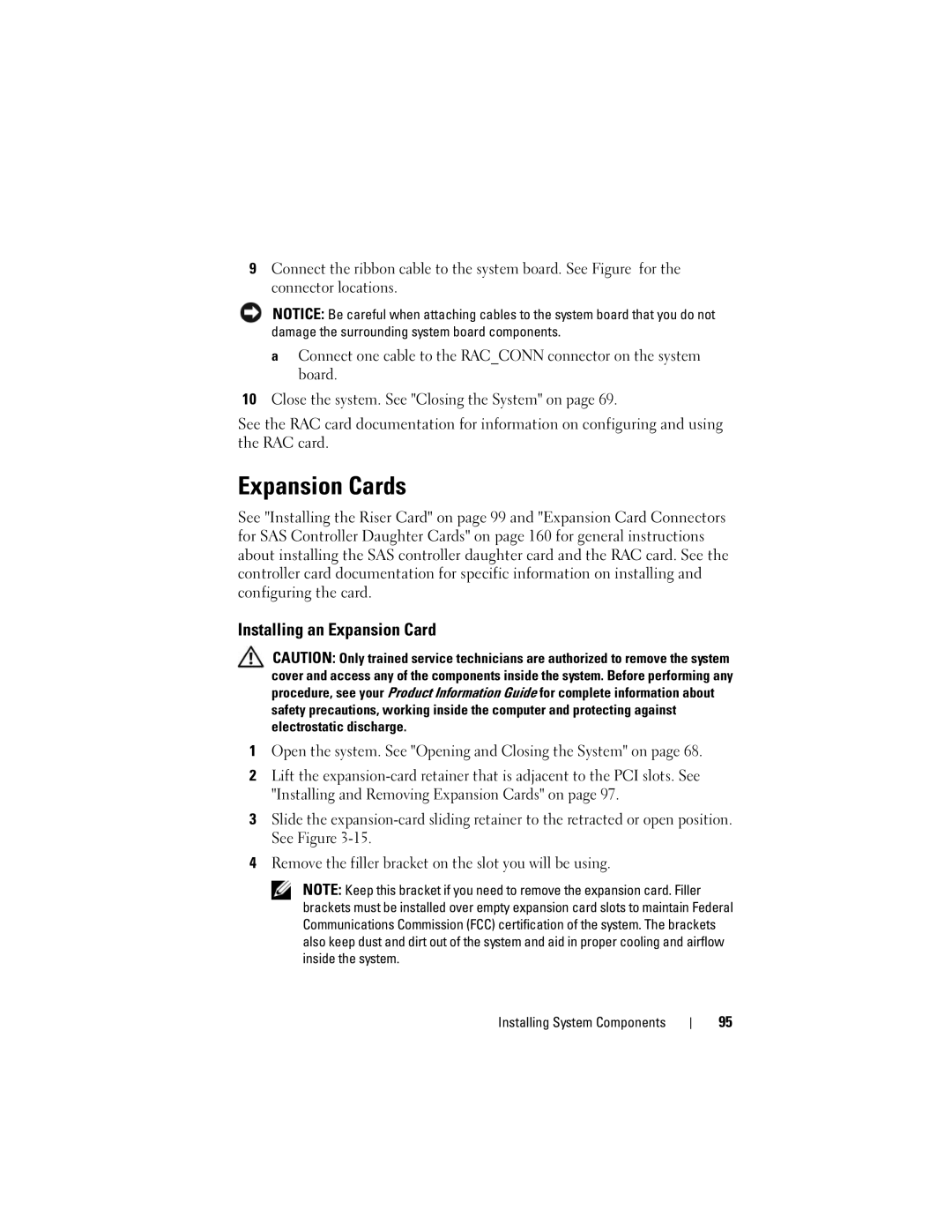 Dell R300 owner manual Expansion Cards, Installing an Expansion Card 