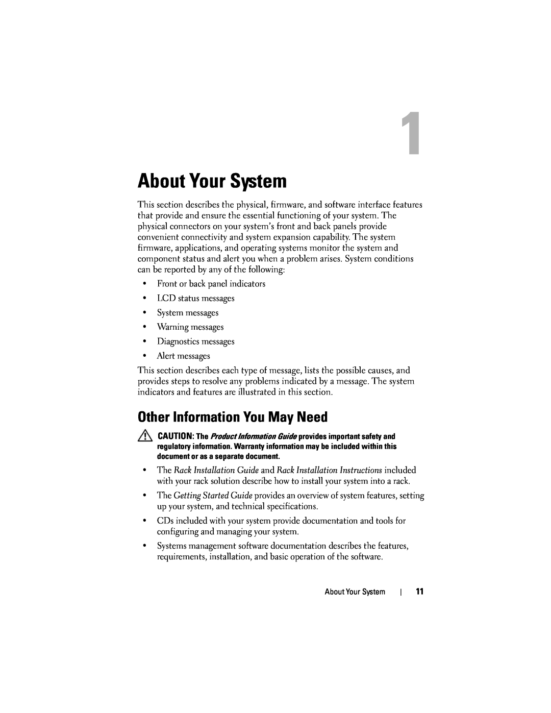 Dell R300 owner manual About Your System, Other Information You May Need 