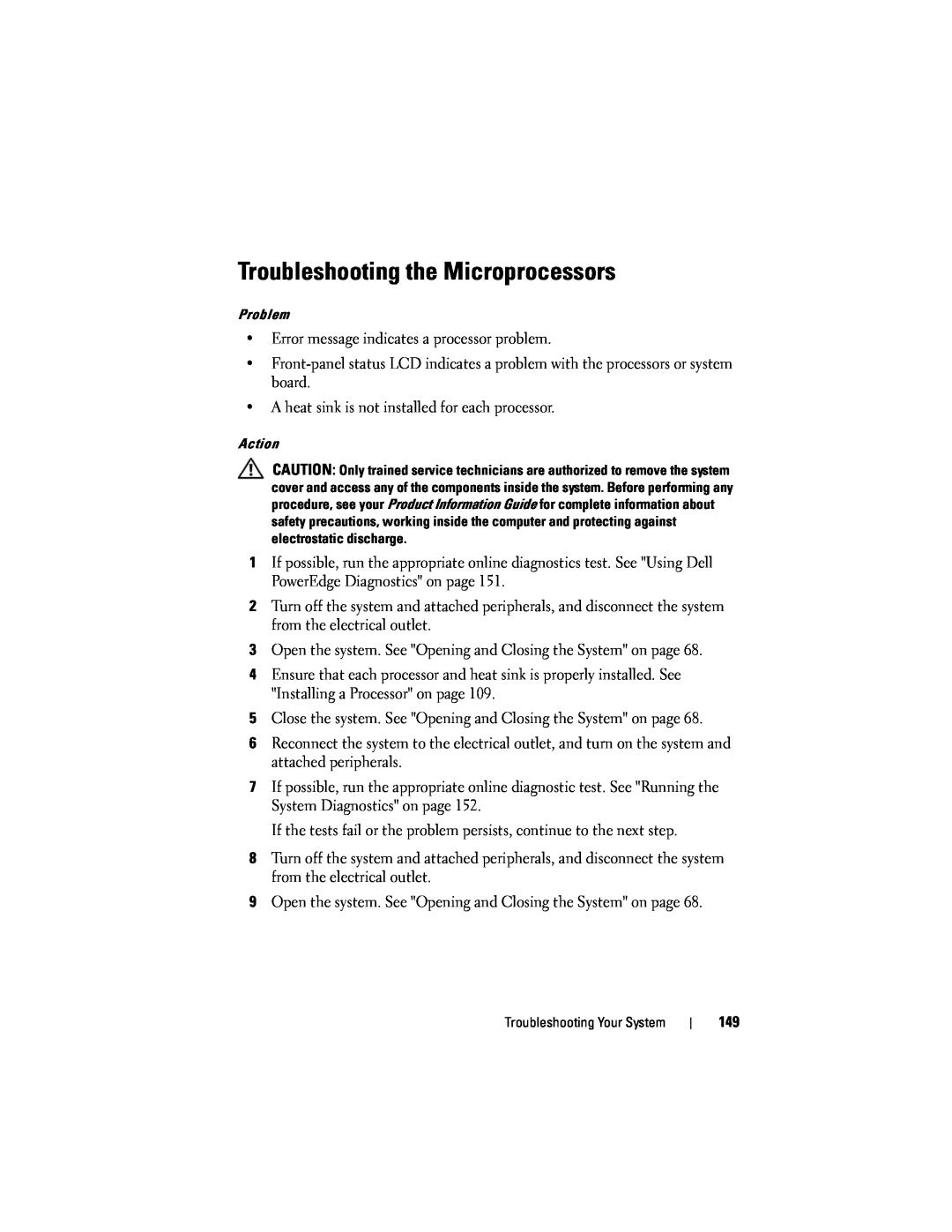 Dell R300 owner manual Troubleshooting the Microprocessors 