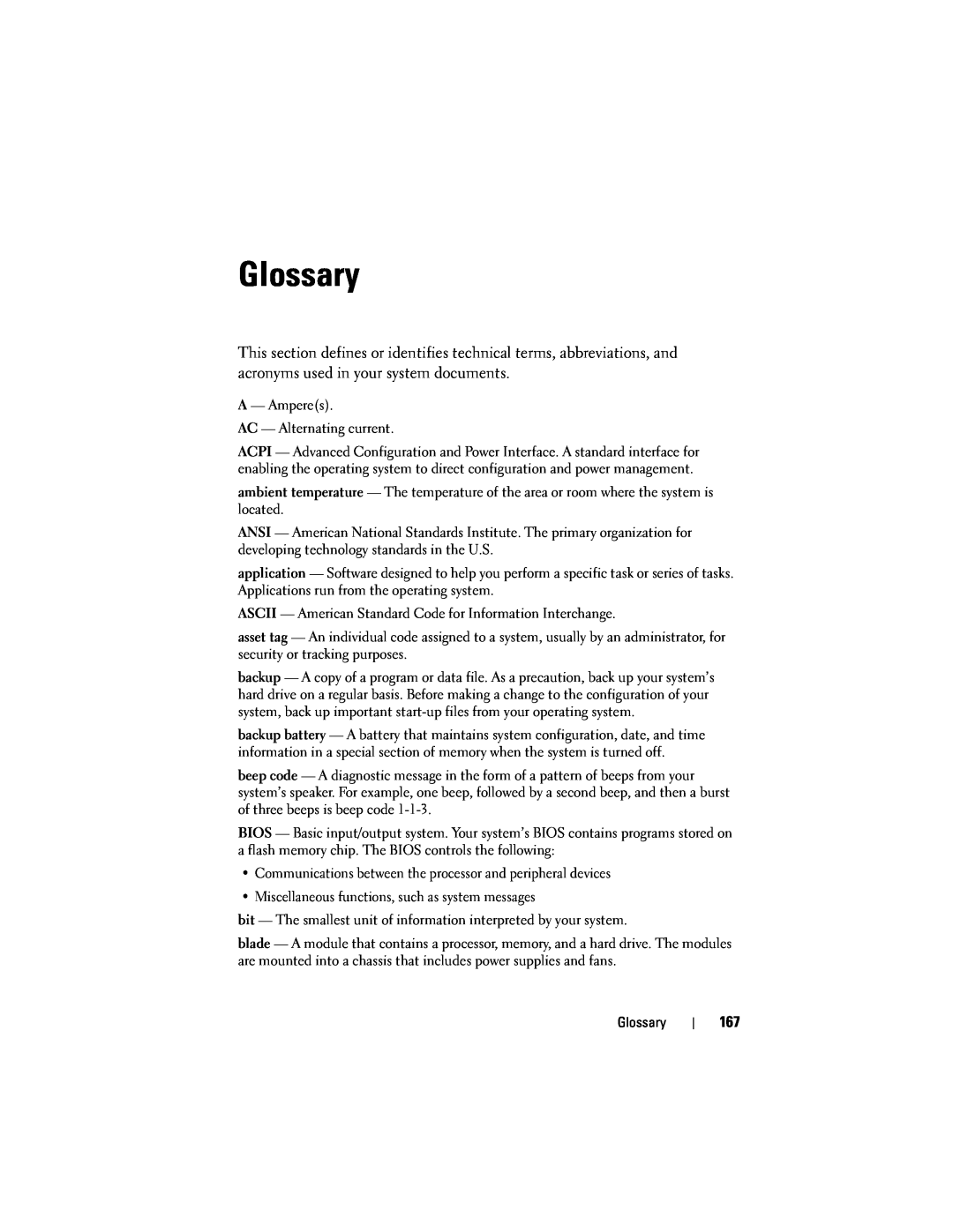 Dell R300 owner manual Glossary 