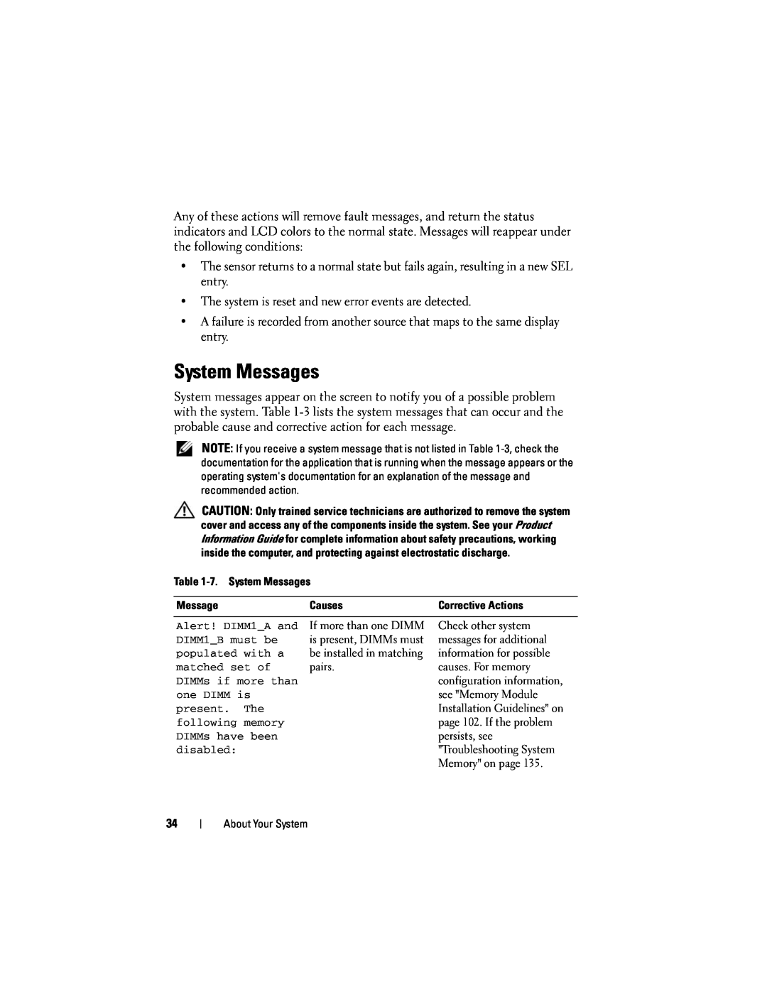 Dell R300 owner manual System Messages 