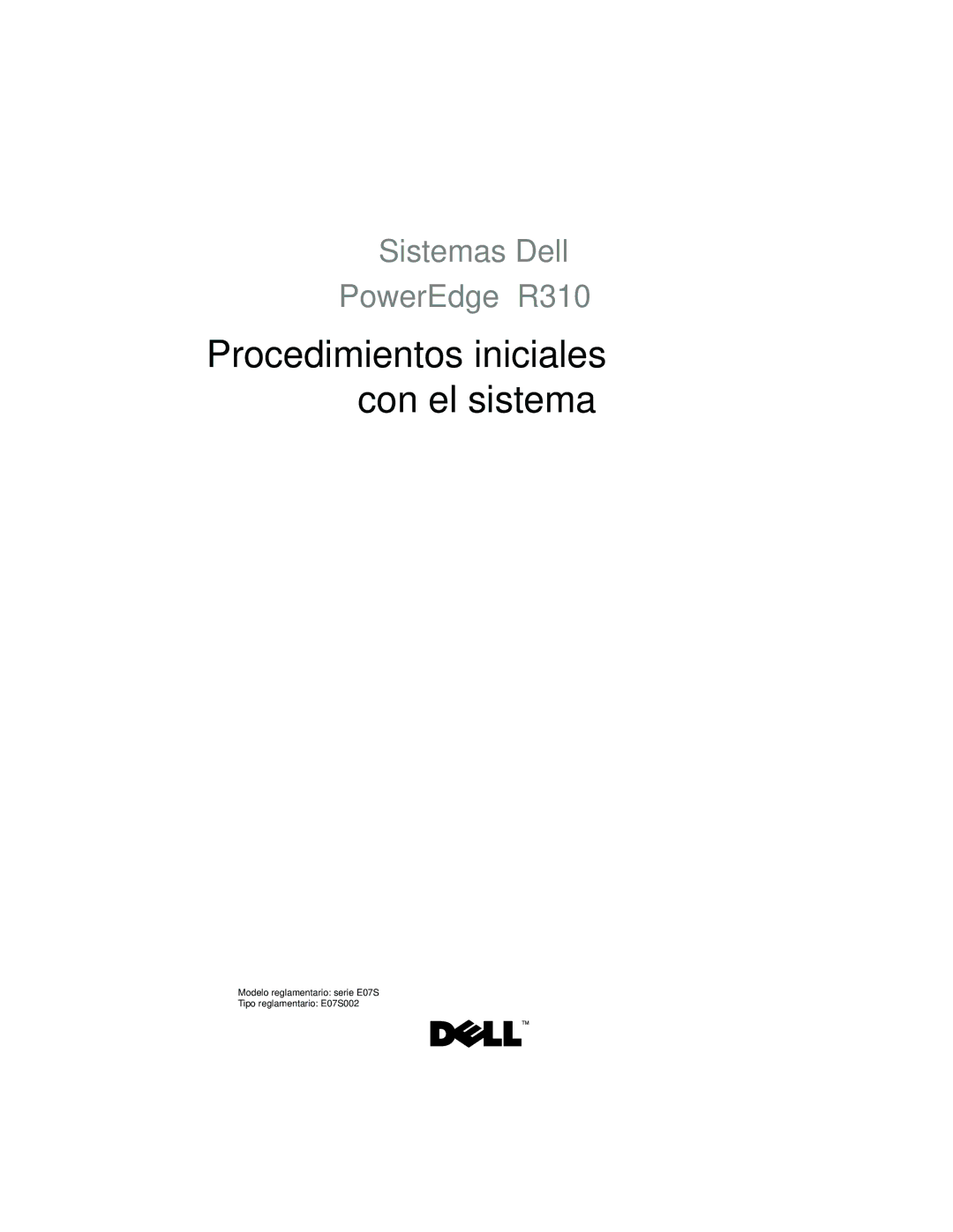 Dell R310 manual Procedimientos iniciales con el sistema 