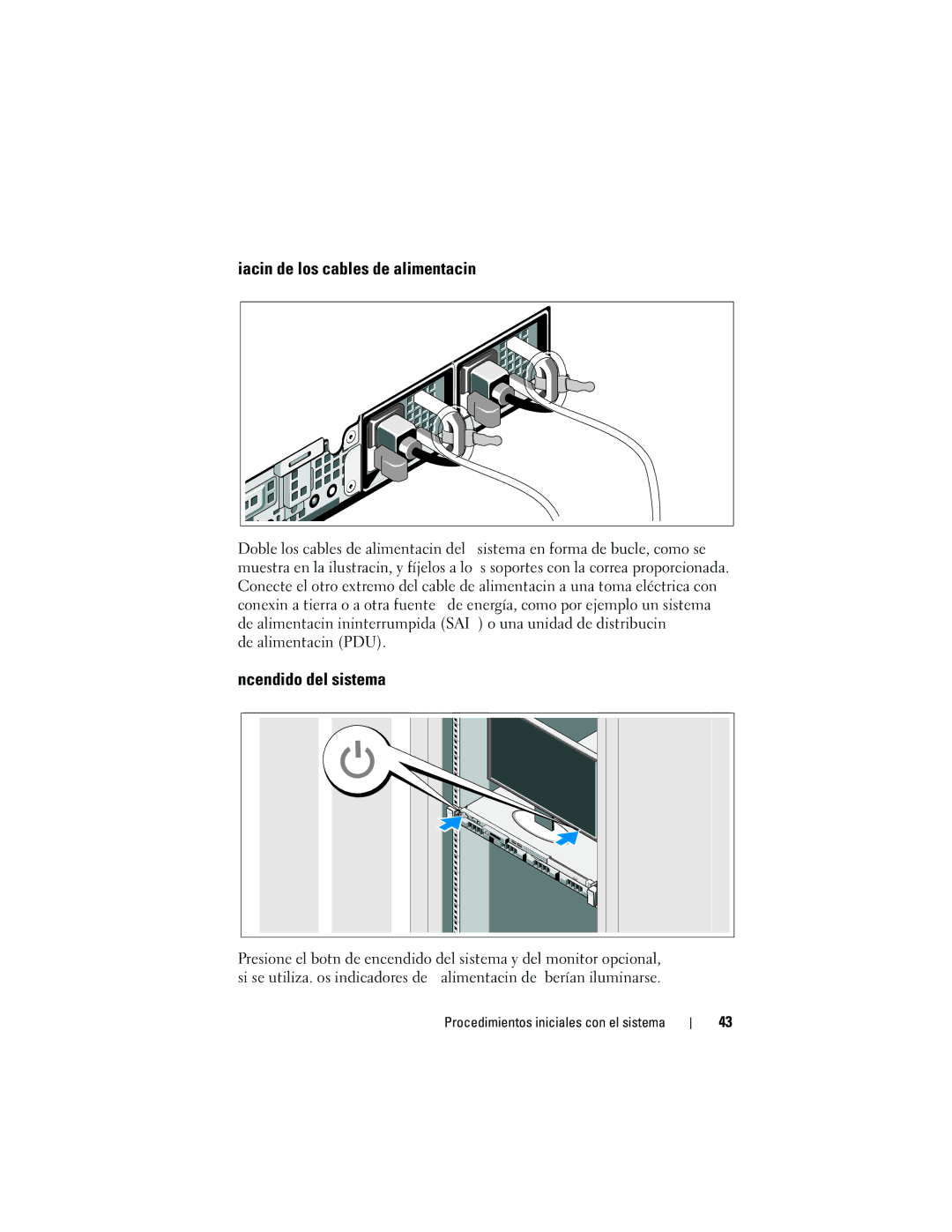 Dell R310 manual Fijación de los cables de alimentación, Encendido del sistema 