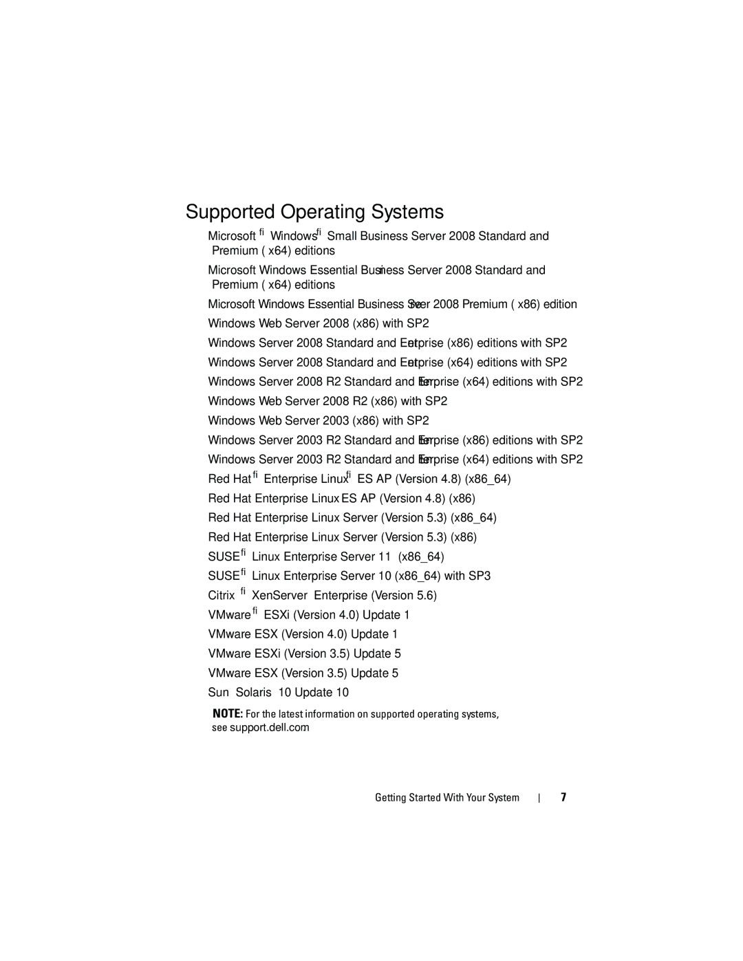 Dell R310 manual Supported Operating Systems 