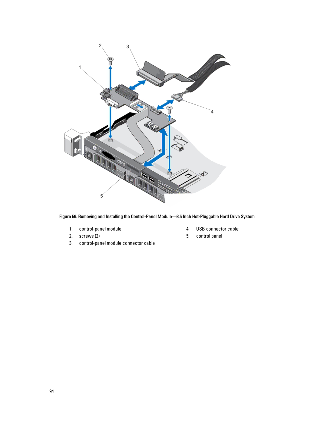 Dell R320 owner manual Control-panel module 